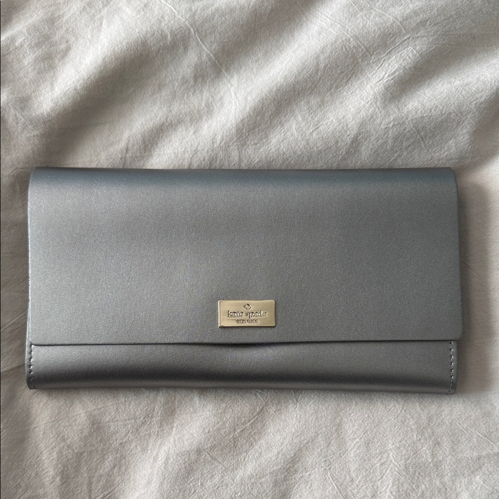Kate Spade Metallic Gray Clutch